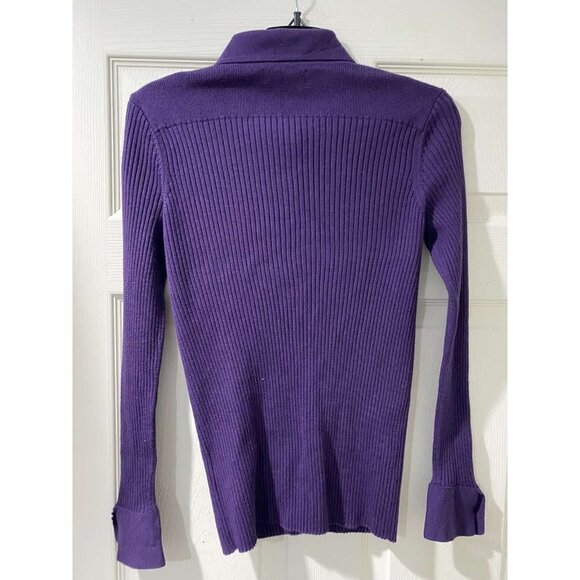 Banana Republic Extra Fine Merino Purple Cardigan Sweater Size Medium - Picture 2 of 9